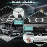 Hexagon Garage Lights: 168W 25 Pack 5 Grids LED Garage Lights - Easy Install 6500K Super Bright Honeycomb Light for Workshop Warehouse Car Detailing Shop Exhibition Hall Gym - Image 5