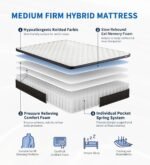 Queen Size Mattress,10 Inch Memory Foam Hybrid Queen Bed Mattresses in a Box Individual Pocket Spring Breathable Comfortable for Pressure Relief. - Image 3