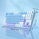MageGee 75% Mechanical Gaming Keyboard, Blue Switch, LED Blue Backlit, 87 Keys Compact TKL Wired Keyboards for Windows Laptop PC Gamer - Blue/White - Image 5