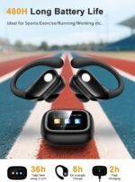 Wireless Earbuds, Sport Ear Buds with Multifunctional Touch Screen, Bluetooth 5.4 Headphones, Bass Stereo Sound, 5 EQ Over-Ear Earbuds for Sports/Workout/Gym-Black - Image 4