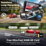 Miden S7 4K Dash Cam Front and Rear,64G SD Card,2160P+1080P FHD Dual Dash Camera for Cars,176°+160° Wide Angle,3.2'' IPS Screen Dashcam,Loop Recording,G-Sensor,WDR,24H Parking Monitor,Night Vision - Image 4