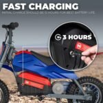 XtremepowerUS Electric Dirt Bike, 24V 250W Battery Powered Mini Dirt Bike, Electric Ride-On for Blue/Red - Image 5