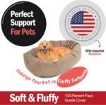 Majestic Pet 40 Inch Suede Shredded Memory Foam Mix Calming Large Dog Bed Washable 40 x 29 x 9 (Inch) - Cozy Soft Round Donut Dog Bed with Spine for Head Support - Pet Bed Stone - Image 3