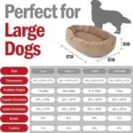 Majestic Pet 40 Inch Suede Shredded Memory Foam Mix Calming Large Dog Bed Washable 40 x 29 x 9 (Inch) - Cozy Soft Round Donut Dog Bed with Spine for Head Support - Pet Bed Stone - Image 4