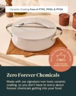 Caraway Rondeau - 6 Qt Non-Stick Pan with Lid - Free From Forever Chemicals - Perfect for Searing, Braising, & Roasting - Cream - Image 5