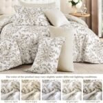 WONGS BEDDING Comforter Set Queen Size, 8 Pieces Brown Floral Botanical Comforter Sets, Bed in a Bag Soft Lightweight Microfiber Bedding Sets for All Seasons (90"x90") - Image 7
