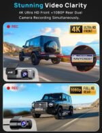 Navycrest 4K Dash Cam Front and Rear with 64GB Card, Built-in 5G WiFi, Dash Camera for Cars 4K Front and 1080P Rear, Dashcams for Cars Loop Recording, Gravity Sensor, 24-Hours Parking Mode - Image 3