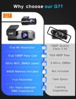 Navycrest 4K Dash Cam Front and Rear with 64GB Card, Built-in 5G WiFi, Dash Camera for Cars 4K Front and 1080P Rear, Dashcams for Cars Loop Recording, Gravity Sensor, 24-Hours Parking Mode - Image 6
