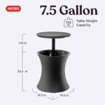 Keter Pacific Cool Bar Outdoor Patio Furniture and Hot Tub Side Table with 7.5 Gallon Beer and Wine Cooler, Dark Grey - Image 3
