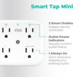 KMC Smart Tap Mini 2-Pack, 4-Outlet Wall Mounted Plug Adapter, 3 Independently Controlled Wi-Fi Outlets, Compatible with Alexa & Google Assistant, No Hub Required - Image 3