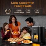 Fullwill Air Fryer with Viewing Window 6QT,5-in-1 Multi-Function(Air Fry,Roast,Bake,Reheat,Dehydrate) plus 7 One-Touch Presets for Wings,Fries,Steak and More,85% Less Oil Cooking for Families - Image 5
