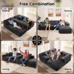 ovios 104" Cloud Sectional Couch with L-Shape Chaise,Modern Modular Sofa with Deep Seat, Upholstered Couches for Living Room Bedroom,No Assembly Required, Grey (Plush Corduroy Fabric) - Image 5