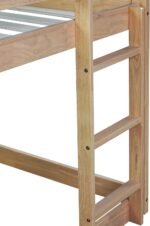 Twin Over Twin Bunk Bed, Wooden House Bunk Bed with Ladder and Guardrails for Bedroom, Dormitory, Suit for Kids, Teens, Juniors, No Box Spring Needed, White Oak - Image 9