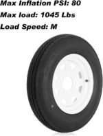 530-12 5.30-12 5.30 x 12 Trailer Tire on 12" White Rims - 5 Lug on 4-1/2" Wheel - Load Range C，2 Pack - Image 4