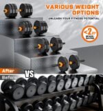 5-in-1 Adjustable Dumbbell Set, 33/44/66/88lbs Free Weights Set with Connector, Used as Kettlebells, Barbell, Push up Stand, Standard 1" Plates, Fitness Exercises for Home Gym Suitable Women/Men - Image 8