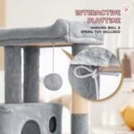 MoNiBloom 36-Inch Cat Tree with Condo, Hammock & Sisal Scratching Posts, Multi-Level Climbing Stand for Indoor Cats, Light Grey - Image 6