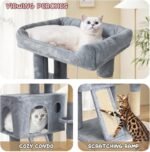 MoNiBloom 36-Inch Cat Tree with Condo, Hammock & Sisal Scratching Posts, Multi-Level Climbing Stand for Indoor Cats, Light Grey - Image 7