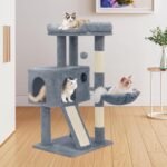 MoNiBloom 36-Inch Cat Tree with Condo, Hammock & Sisal Scratching Posts, Multi-Level Climbing Stand for Indoor Cats, Light Grey - Image 9