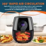 Elite Gourmet EAF5317D Digital 5.3Qt Hot Air Fryer 7 Menu Functions 1350W Oil-Less Healthy Cooker, Timer & Temperature Controls, PFOA/PTFE Free, Black - Image 4