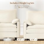 Vesgantti 142" U Shaped Sectional Couch, Comfy Cloud Modular Sectional Sofa with 2 Ottoman Deep Seat Chenille Modern Cloud Sofa, Modular Sofas for Living Room, Bedroom and Apartment, Beige - Image 6