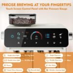 Espresso Machine with Grinder, 20 Bar Professional Espresso Maker with 19 Grind Sizes, Coffee Machine with Milk Frother, 2.8L Removable Water Tank for Latte & Cappuccino - Image 6