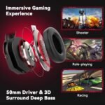 A88 Gaming Headset with Microphone, Stereo Wired Noise Cancelling Over-Ear Headphones with Mic for Pc, Ps5, Xbox One Series X/s, Ps4, Computer, Laptop, Mac, Nintendo, Gamer (Red) - Image 3