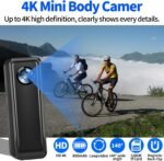 Body Camera 128GB, 4K 30FPS Action Camcorder, Hands Free Sports Camera with Magnetic Back Clip, Mini Body Cam POV Records with Audio and Video Recording for Traveling Cycling Vlogging - Image 3