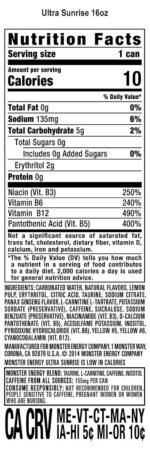 Monster Energy Ultra Sunrise, Sugar Free Energy Drink, 16 Fl Oz (Pack of 15) - Image 3