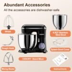 3-IN-1 Electric Stand Mixer, 6.5QT Bowl 660W 10-Speed Kitchen Mixer, Household Food Mixers include Dough Hook, Beater and Whisk, Bread Cake Mixer for Baking and Most Home Cooks, Black - Image 3