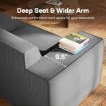 Marsail Modular Sectional Sofa, 111" L-Shaped Modular Sectional Couch with Deep Seat, Freely Combinable Sectional Clound Sofa for Living Room, No Assembly, Plush Corduroy Fabric, Grey - Image 7