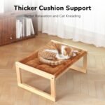 FUKUMARU Cat Bed with Removable Cover, Plush Velvet Couch for Indoor Cats, Wooden Feline Hammock, 21 x 16.5 Inch Kitten Sofa, Suitable for Kitty, Dog, Bunny and Small Animal, Brown - Image 4