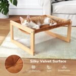 FUKUMARU Cat Bed with Removable Cover, Plush Velvet Couch for Indoor Cats, Wooden Feline Hammock, 21 x 16.5 Inch Kitten Sofa, Suitable for Kitty, Dog, Bunny and Small Animal, Brown - Image 5