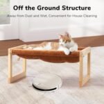 FUKUMARU Cat Bed with Removable Cover, Plush Velvet Couch for Indoor Cats, Wooden Feline Hammock, 21 x 16.5 Inch Kitten Sofa, Suitable for Kitty, Dog, Bunny and Small Animal, Brown - Image 6