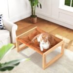 FUKUMARU Cat Bed with Removable Cover, Plush Velvet Couch for Indoor Cats, Wooden Feline Hammock, 21 x 16.5 Inch Kitten Sofa, Suitable for Kitty, Dog, Bunny and Small Animal, Brown - Image 7