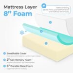 Neo Sleep 8 Inch Twin Cooling Gel Memory Foam Mattress Medium Firm CertiPUR-US Certified Foam, Mattress in a Box Enhanced Pressure Relief Removable Soft Cover No Fiberglass (Twin, 8 in) - Image 4