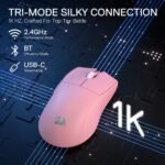 Redragon M916 PRO 3-Mode Wireless Gaming Mouse, 49G Ultra-Light 26K DPI Mouse w/Ergonomic Natural Grip Build, Full Programmable Buttons, Software Supports DIY Keybinds & DPI (1K Hz, Pink) - Image 3