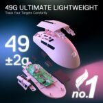 Redragon M916 PRO 3-Mode Wireless Gaming Mouse, 49G Ultra-Light 26K DPI Mouse w/Ergonomic Natural Grip Build, Full Programmable Buttons, Software Supports DIY Keybinds & DPI (1K Hz, Pink) - Image 4