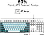 Snpurdiri 60% Wired Mechanical Gaming Keyboard, Ice Blue LED Backlit 61 Keys Mini Wired Office Keyboard for Windows Laptop PC Mac (Black-White, Blue Switches) - Image 3