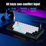 Snpurdiri 60% Wired Mechanical Gaming Keyboard, Ice Blue LED Backlit 61 Keys Mini Wired Office Keyboard for Windows Laptop PC Mac (Black-White, Blue Switches) - Image 5