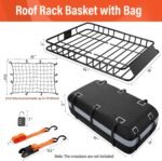Heavy Duty Universal Rooftop Cargo Carrier Roof Rack, 64"x36"x5" Roof Rack Basket with 20 Cu.Ft Waterproof Bag, for SUV, Truck and Van, 250lbs Capacity, Corrosion Resistant (ROOF 64" and Bag) - Image 3