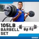 US Weight 105 Pound Barbell Weight Set for Home Gym| Adjustable Weight Set with Two Dumbbell Bars and Full 6 Ft Bar, Black - Image 3