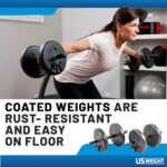 US Weight 105 Pound Barbell Weight Set for Home Gym| Adjustable Weight Set with Two Dumbbell Bars and Full 6 Ft Bar, Black - Image 5
