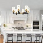 6-Light Modern Chandeliers, Black and Gold Chandelier Light Fixture with Clear Glass Shades, Hanging Pendant Lighting for Dining Room, Living Room, Kitchen, Staircase, Entryway - Image 3