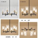 6-Light Modern Chandeliers, Black and Gold Chandelier Light Fixture with Clear Glass Shades, Hanging Pendant Lighting for Dining Room, Living Room, Kitchen, Staircase, Entryway - Image 6