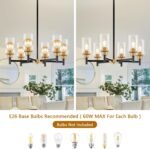 6-Light Modern Chandeliers, Black and Gold Chandelier Light Fixture with Clear Glass Shades, Hanging Pendant Lighting for Dining Room, Living Room, Kitchen, Staircase, Entryway - Image 7