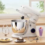 3-IN-1 Electric Stand Mixer, 6.5QT Bowl 660W 10-Speed Kitchen Mixer, Household Food Mixers include Dough Hook, Beater and Whisk, Bread Cake Mixer for Baking and Most Home Cooks, Almond Cream - Image 5