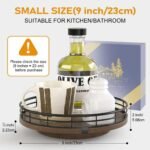 Farmhouse Oak 9" Lazy Susan Turntable Organizer for Cabinet, Round Wooden Lazy Susan Organization and Storage for Dining Table, Pantry, Kitchen, Countertop, Cupboard,Home Decor, Walnut Wood - Image 5