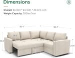 HONBAY Modular Sectional Sleeper Sofa with Pull Out Bed, L Shaped Couch with Storage Seat, Convertible Sectional Couches for Living Room, Beige - Image 3