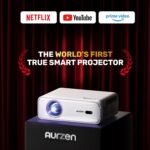 Aurzen EAZZE D1 Smart Projector with WiFi and Bluetooth, Netflix-Officially-Licensed, Auto Focus & Keystone, DoIby Audio, Zoom, Native 1080P Movie, Portable Outdoor Mini Projector, White - Image 3