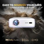 Aurzen EAZZE D1 Smart Projector with WiFi and Bluetooth, Netflix-Officially-Licensed, Auto Focus & Keystone, DoIby Audio, Zoom, Native 1080P Movie, Portable Outdoor Mini Projector, White - Image 4